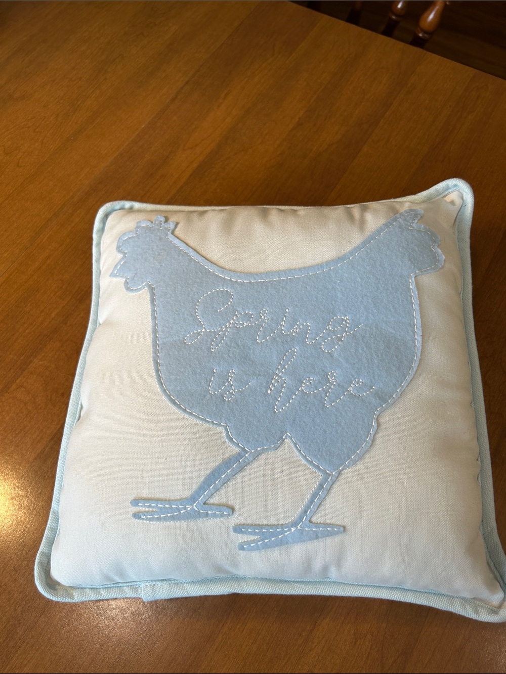 Spring Is Here Blue Chicken Accent Pillow - Home Accents